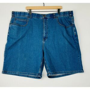 HB Harbor Bay Jean Shorts Size 46 Blue Stretchy Jorts 8" Inseam Comfort Waistban